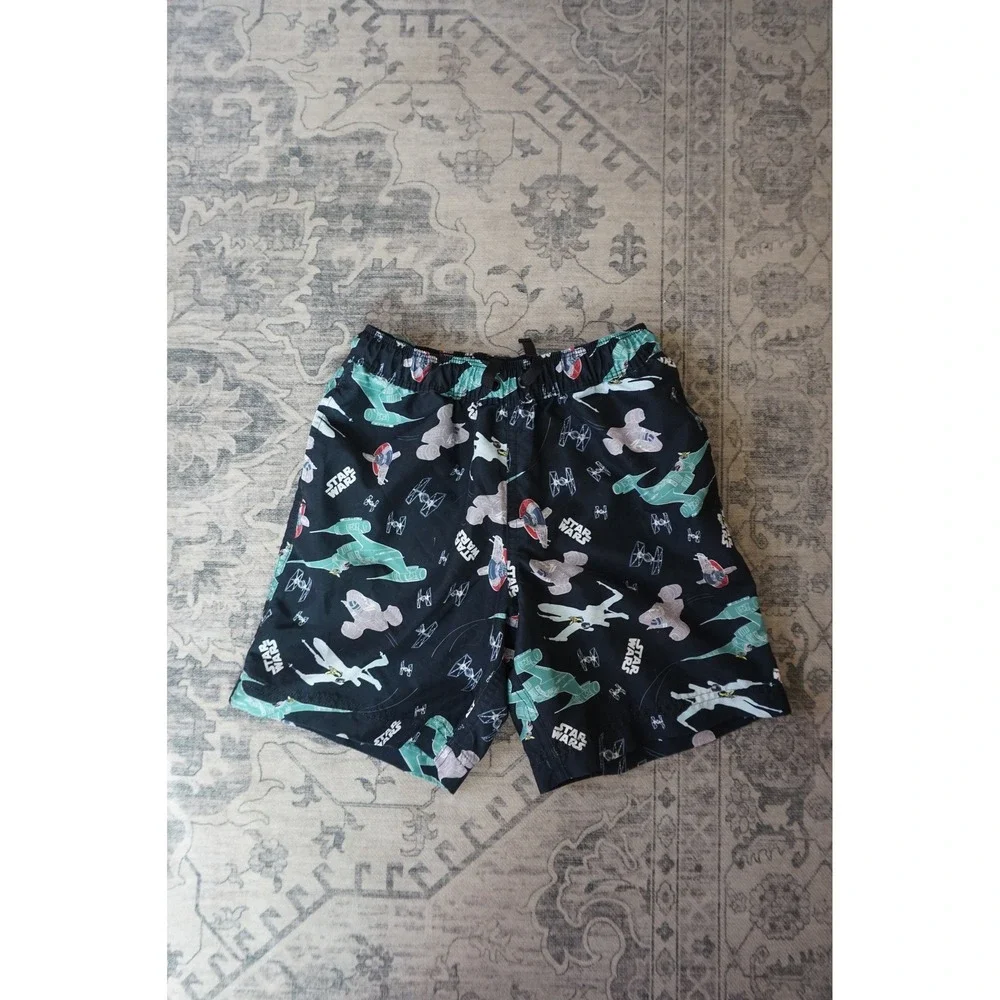 Hanna Andersson Star Wars Swim Trunks Galactic Starship Print Black Size 8 130cm